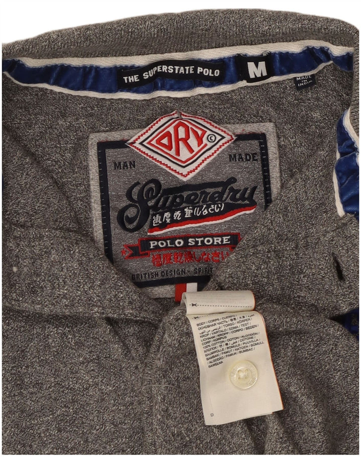 SUPERDRY tricou polo cu grafică pentru bărbați, bumbac gri mediu