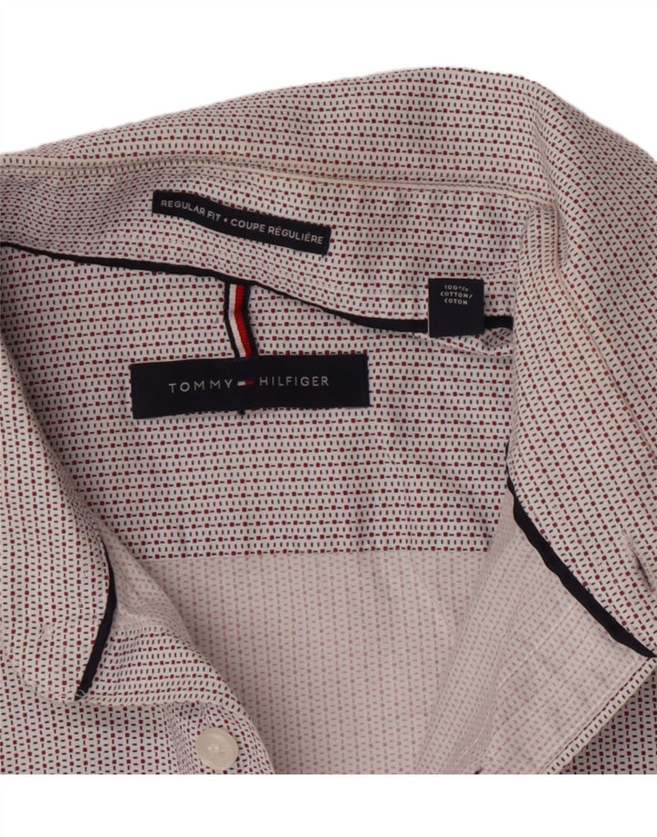 Cămașă Tommy Hilfiger pentru bărbați, cu tăiere obișnuită, mărimea 15 1/2, bumbac cu carouri alb mediu