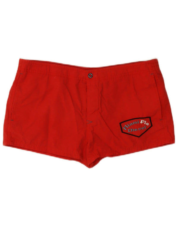 Pantaloni scurți de înot cu grafic pentru femei Diesel, bumbac roșu mediu