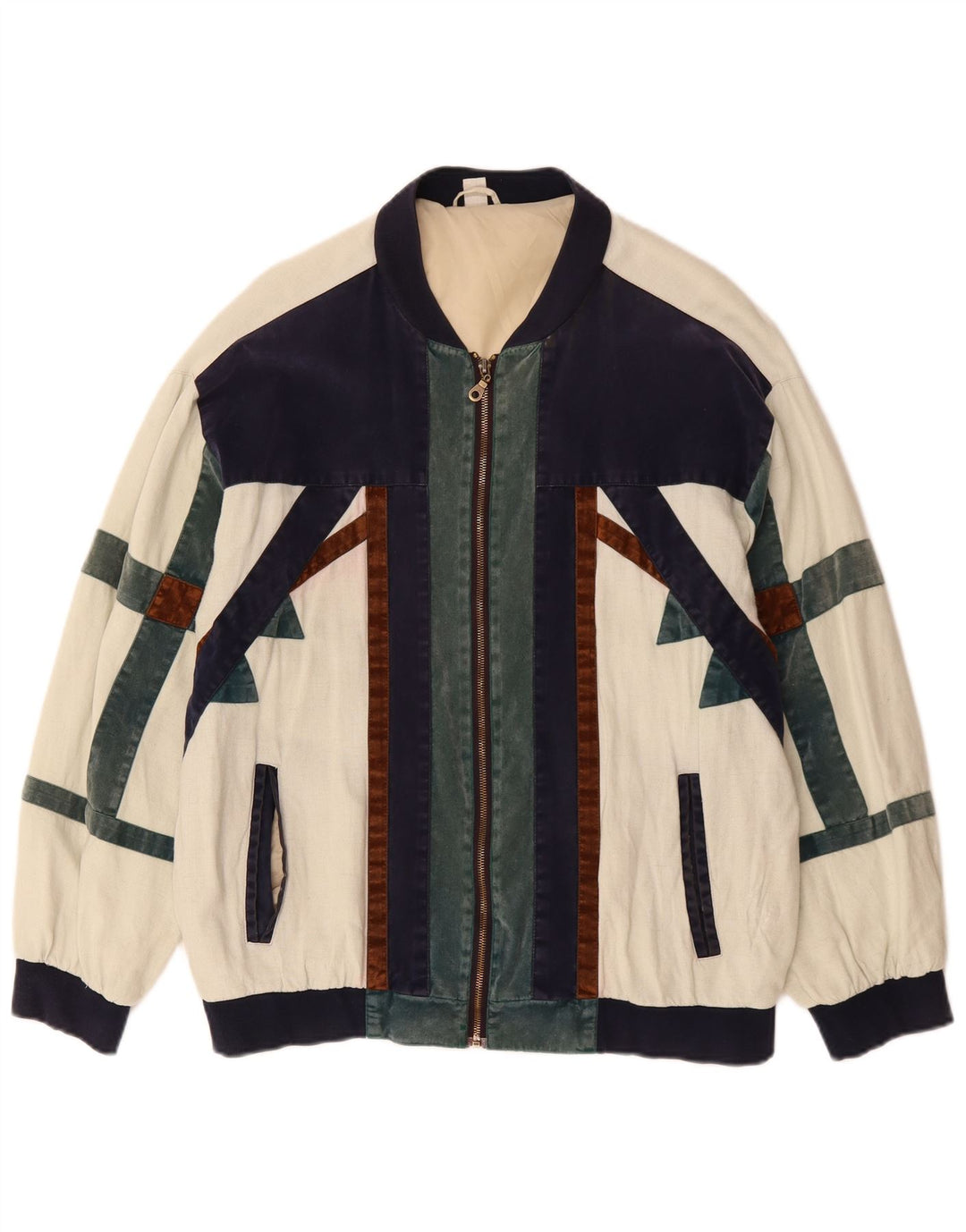 Jachetă Bomber VINTAGE pentru bărbați, cu tăiere lentă, UK 36, mică, alb negru