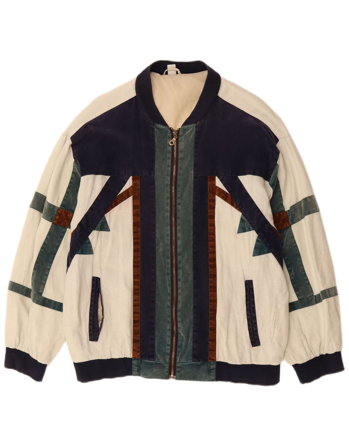 Jachetă Bomber VINTAGE pentru bărbați, cu tăiere lentă, UK 36, mică, alb negru