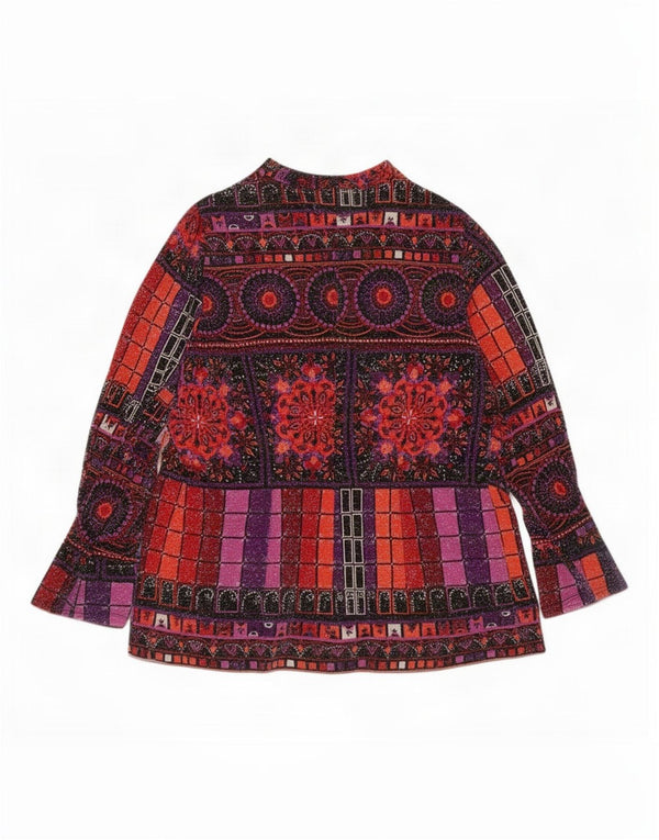 Bluză vintage pentru femei cu cravată în față, UK 16, mare, multicoloră, florală