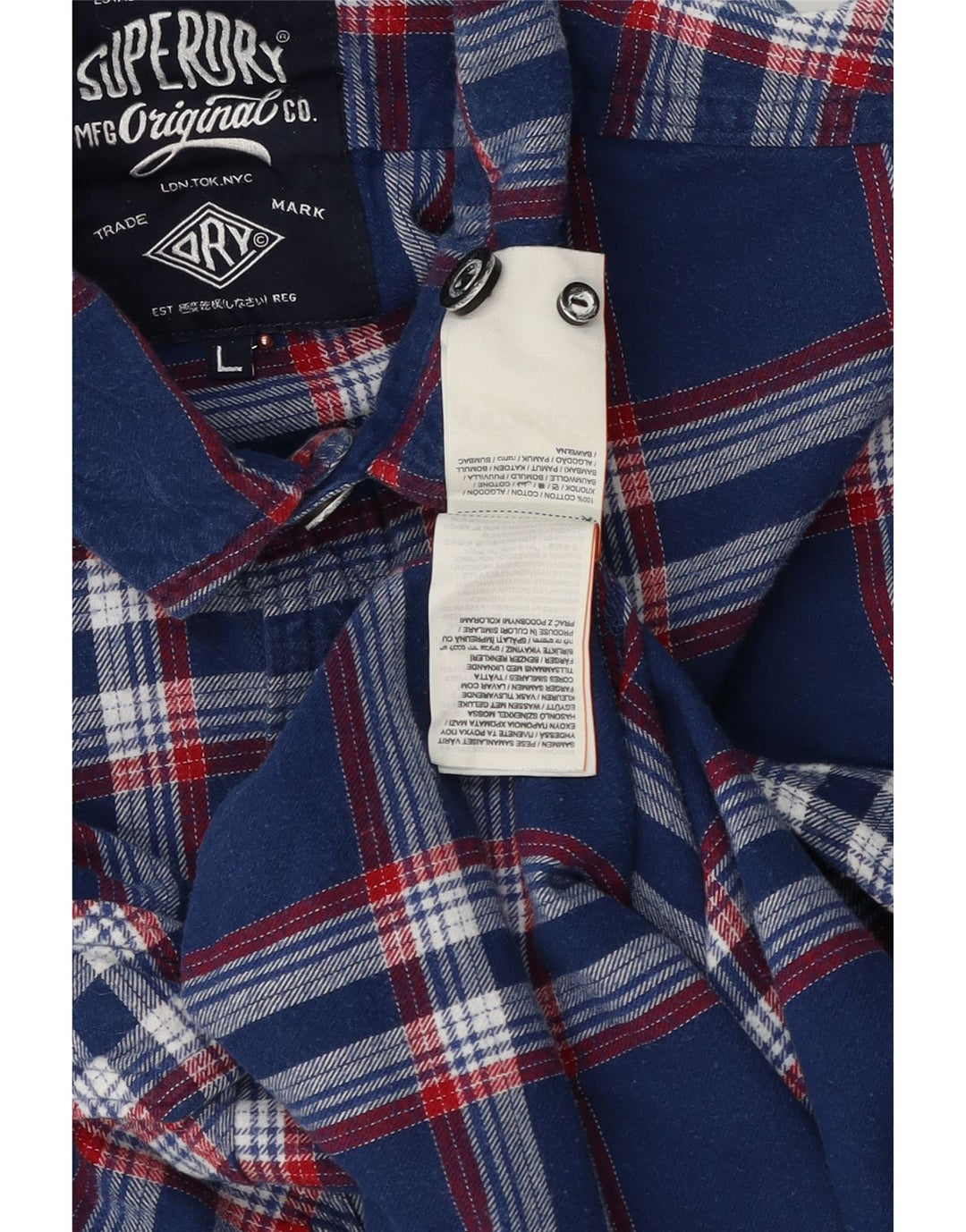 Cămașă de flanel pentru bărbați Superdry, din bumbac cu carouri, albastru bleumarin