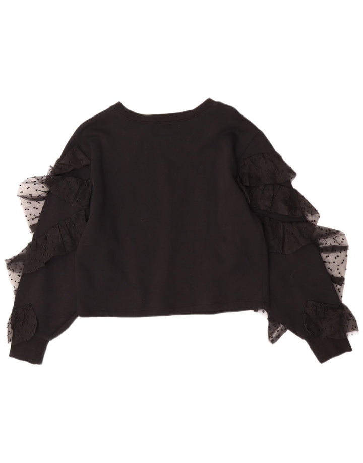 Crop Top pentru femei Zara cu mânecă lungă UK 10 mic bumbac negru