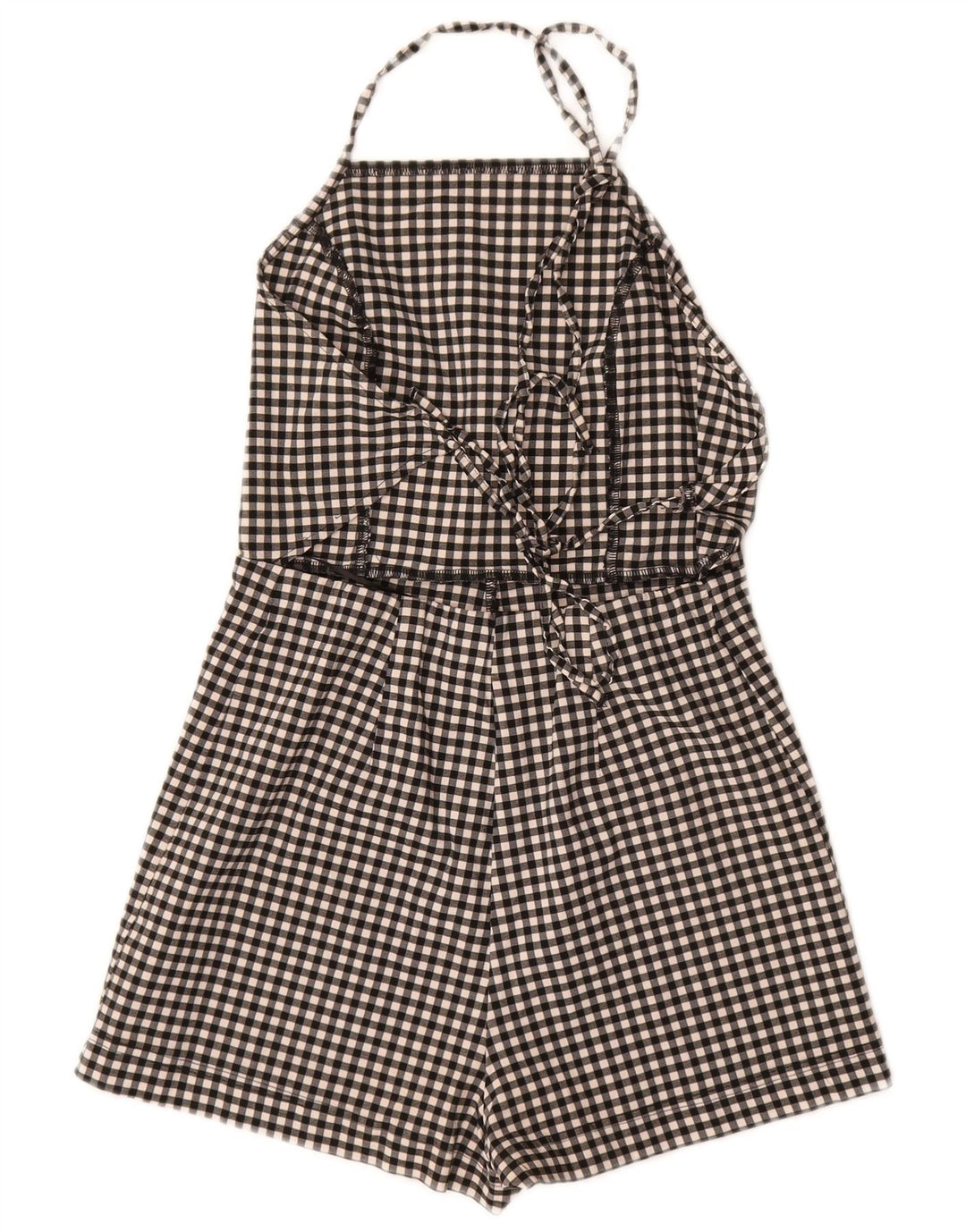 Compartiment pentru femei Topshop, cu Halter, UK 10 Small Black Gingham Viscose