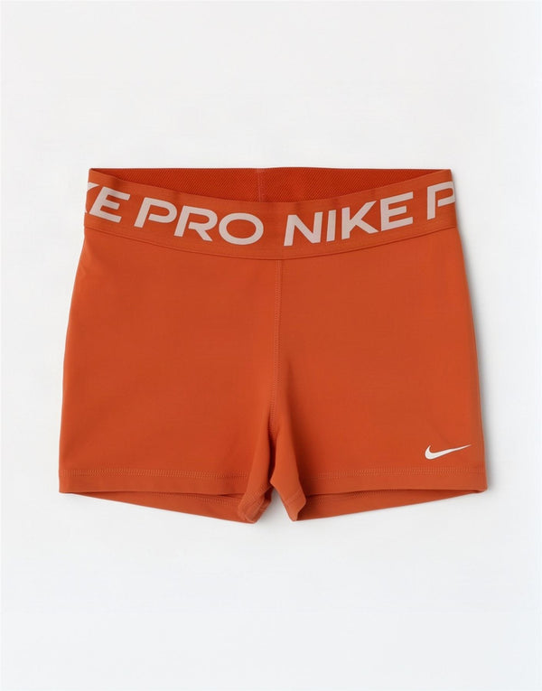 Pantaloni scurți sport Nike Dri Fit Graphic pentru femei UK 8 Poliester portocaliu mic