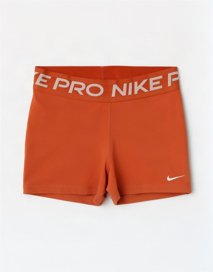 Pantaloni scurți sport Nike Dri Fit Graphic pentru femei UK 8 Poliester portocaliu mic