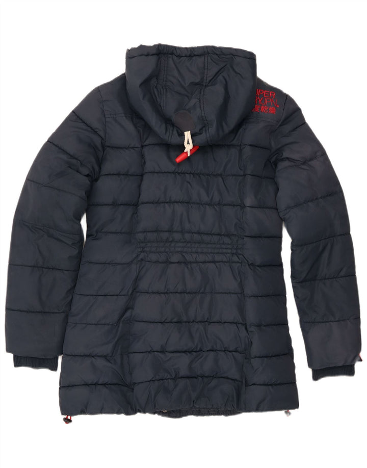 Jachetă căptușită cu glugă Superdry pentru femei UK 14 mare, albastru bleumarin, poliester