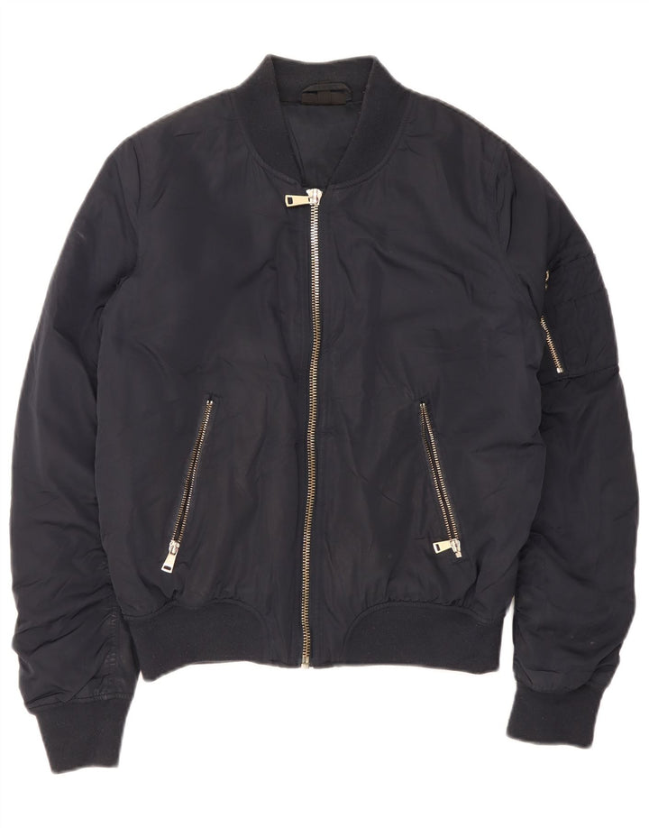 Jachetă Bomber Topshop pentru femei UK 12 Medium Bleumarin Poliester