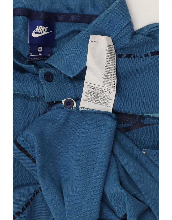 Tricou polo NIKE pentru bărbați XL, bumbac cu dungi albastre