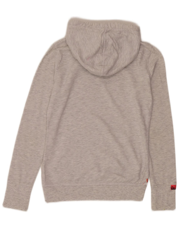 Pulover Superdry pentru damă cu grafică cu glugă UK 6 XS bumbac gri