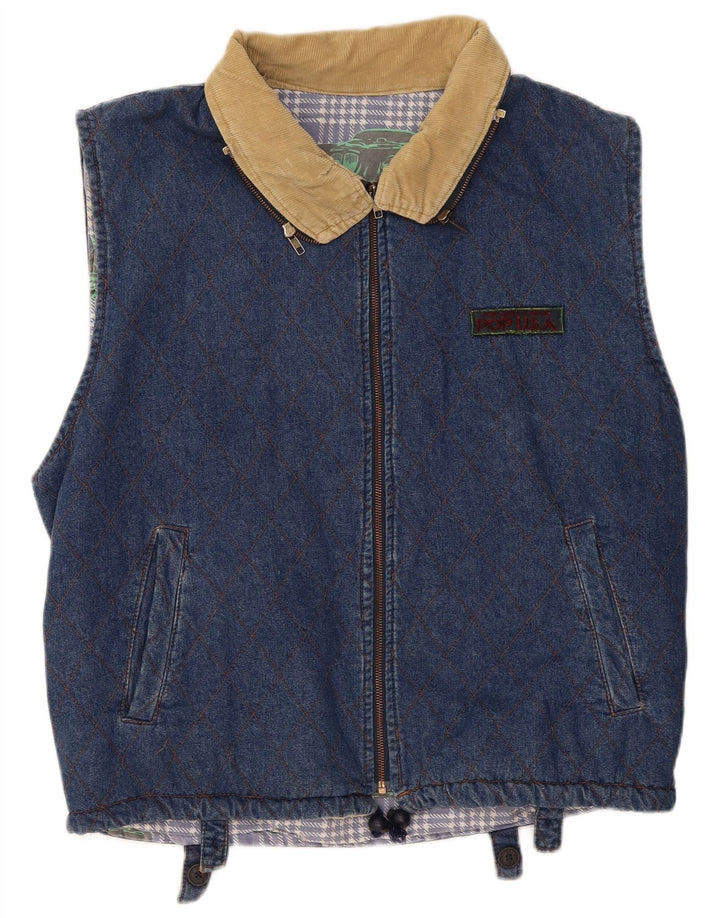 POP 84 Gilet pentru bărbați din denim UK 42 XL Blue Geometric