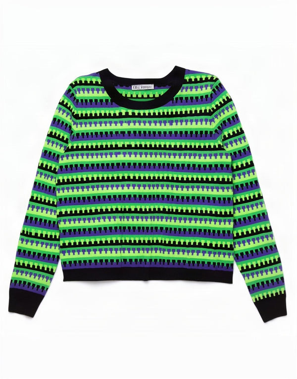 Pulover pentru damă Zara cu gât de barcă UK 14 mare, multicolor, geometric