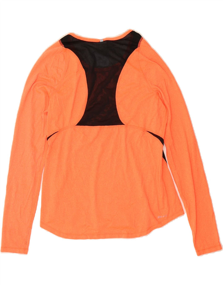 NIKE Womens Dri Fit Top Long Sleeve UK 12  Medium Orange Colourblock Vintage Nike and Second-Hand Nike from Messina Hembry 