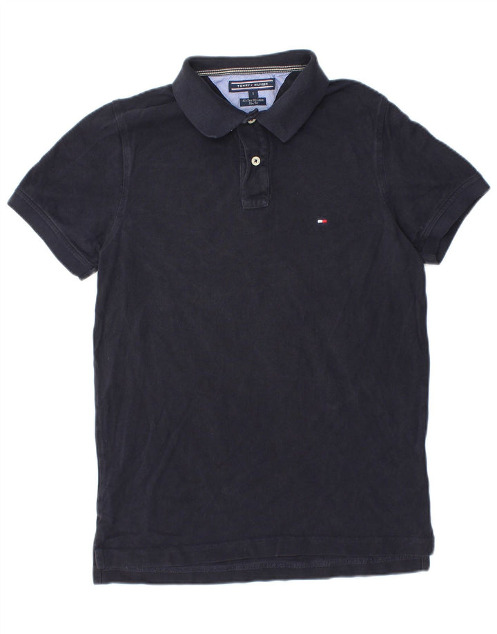 TOMMY HILFIGER Cămașă Polo Slim Fit pentru bărbați din bumbac, albastru bleumarin
