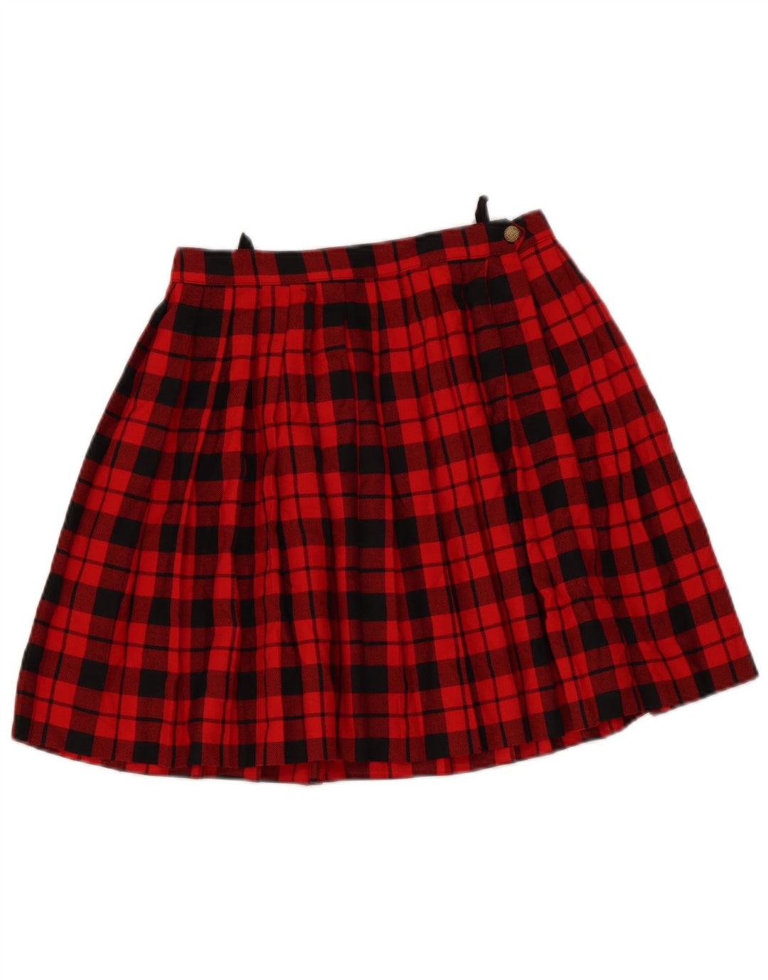 Fustă A-Line plisată pentru femei vintage EU 38 Medium W28 Poliester carouri roșu