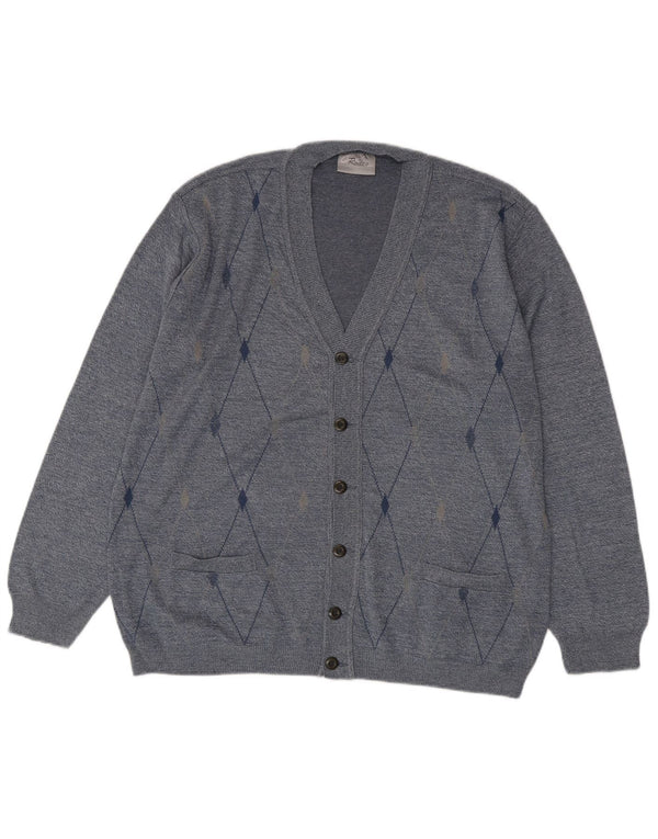Pulover cardigan Rodes pentru bărbați 2XL albastru Argyle/Diamond Acrylic