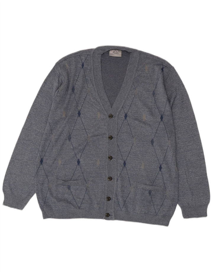 Pulover cardigan Rodes pentru bărbați 2XL albastru Argyle/Diamond Acrylic