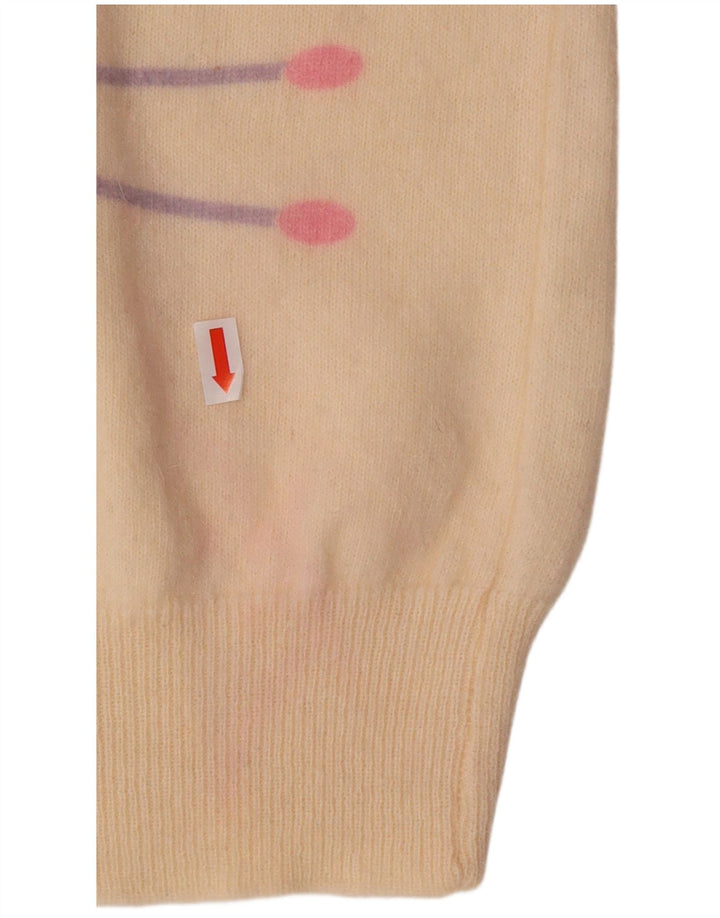 Pulover VINTAGE pentru femei cu decolteu rotund din Marea Britanie 16, mare, alb, geometric