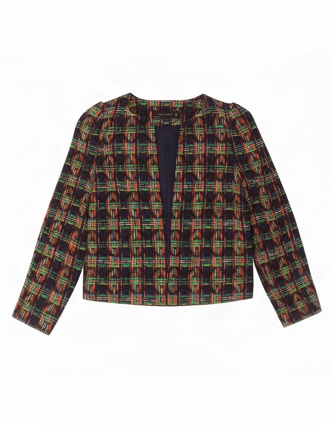 Jachetă Blazer deschisă pentru femei Zara UK 10, bumbac cu carouri multicolore mici