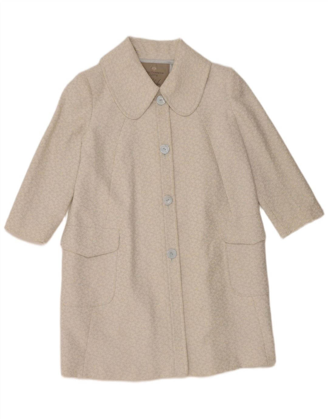 Palton pentru femei Paul Costelloe cu mâneci 3/4 UK 12 Medium Blue Geometric