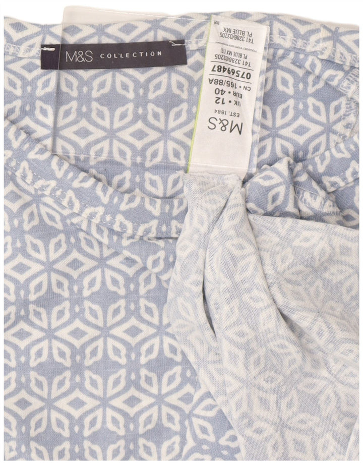 MARKS & SPENCER Top pentru femei cu mâneci 3/4 UK 12 Medium Blue Geometric
