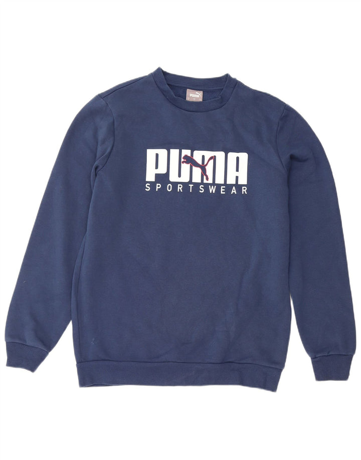 Hanorac grafic pentru bărbați Puma Jumper mic din bumbac bleumarin