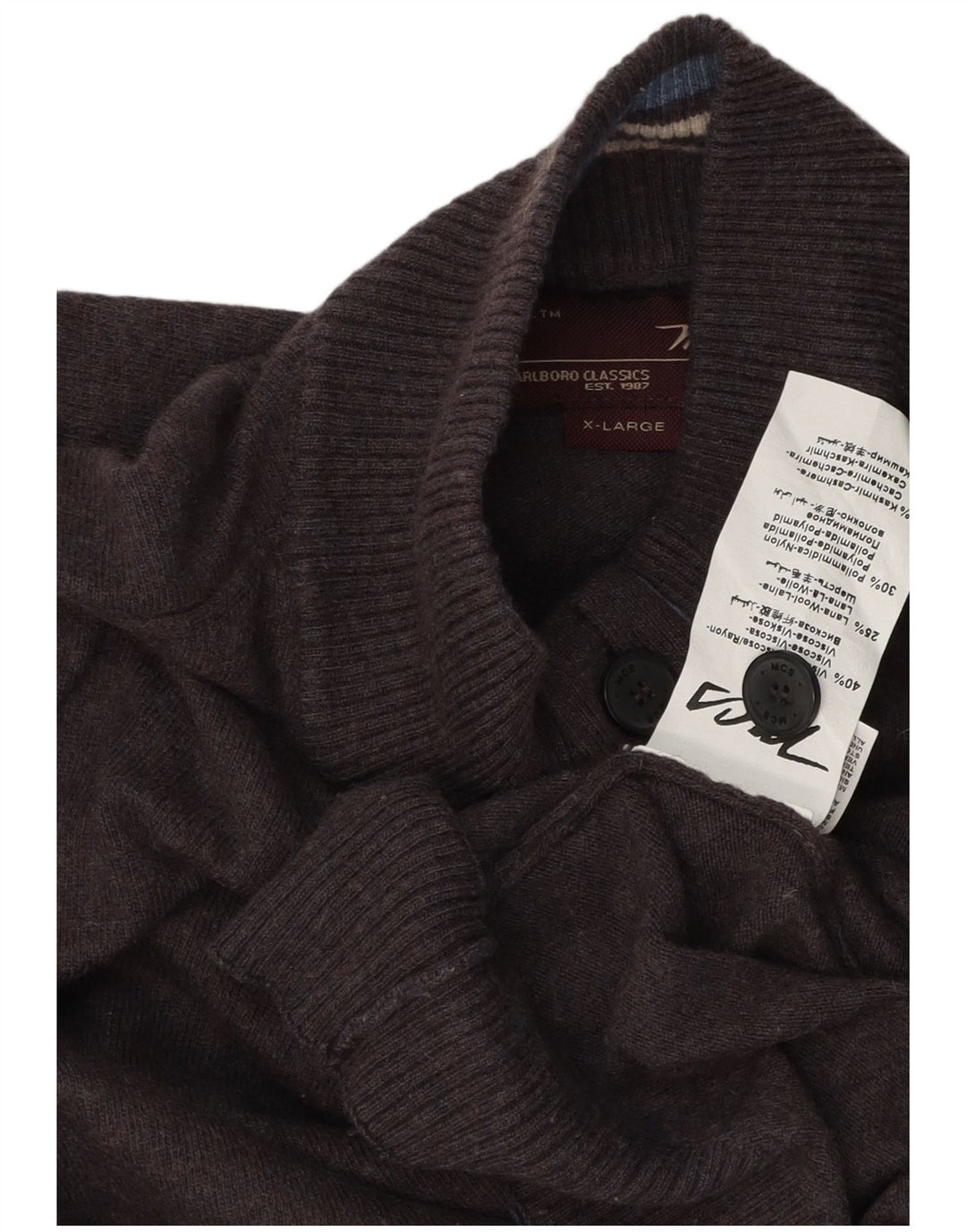 MARLBORO CLASSICS Pulover pentru femei cu gât cu nasturi, UK 18 XL, raion gri