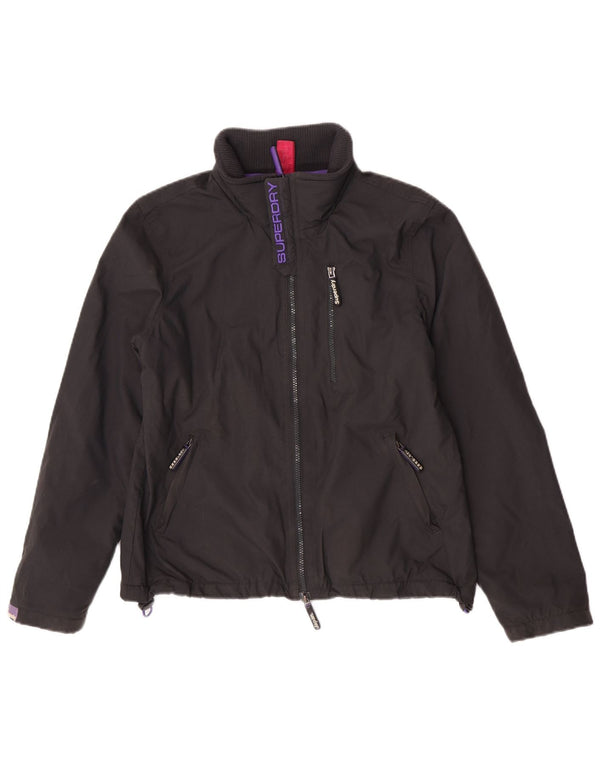 Superdry Windhiker Graphic Windbreaker Jacket pentru femei UK 14 Large Black