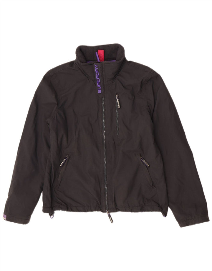 Superdry Windhiker Graphic Windbreaker Jacket pentru femei UK 14 Large Black