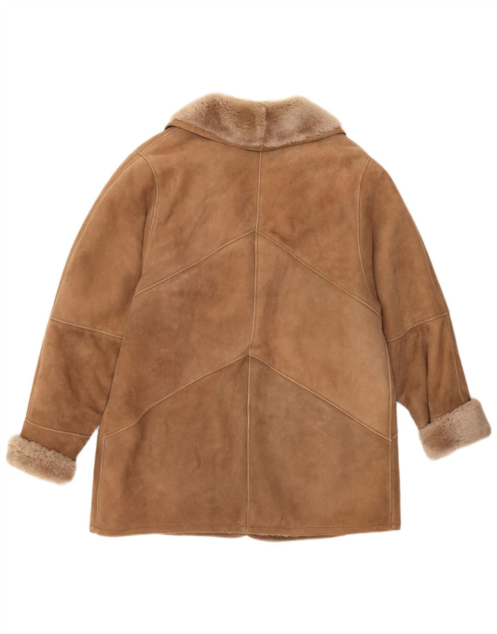 Jachetă vintage pentru femei din shearling UK 12 Medium Brown Classic