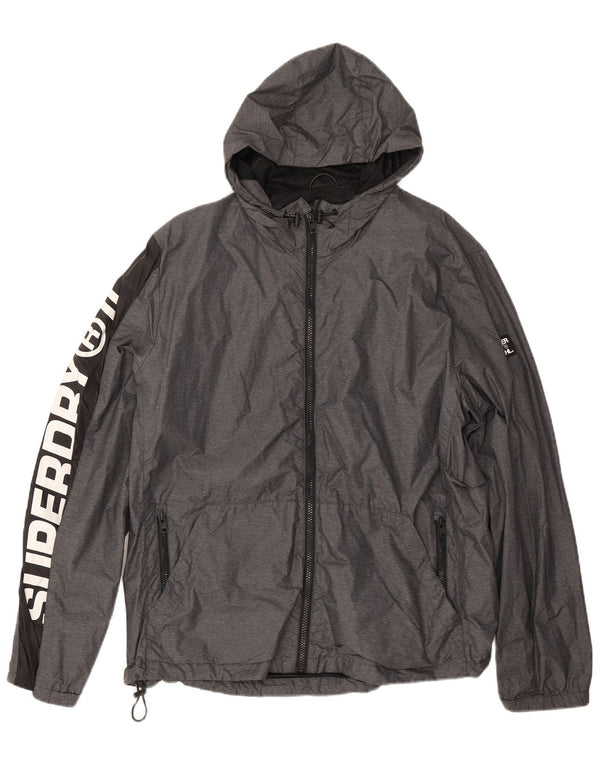 Jachetă de ploaie cu glugă pentru femei Superdry, cu grafică, UK 20 2XL, gri, nailon