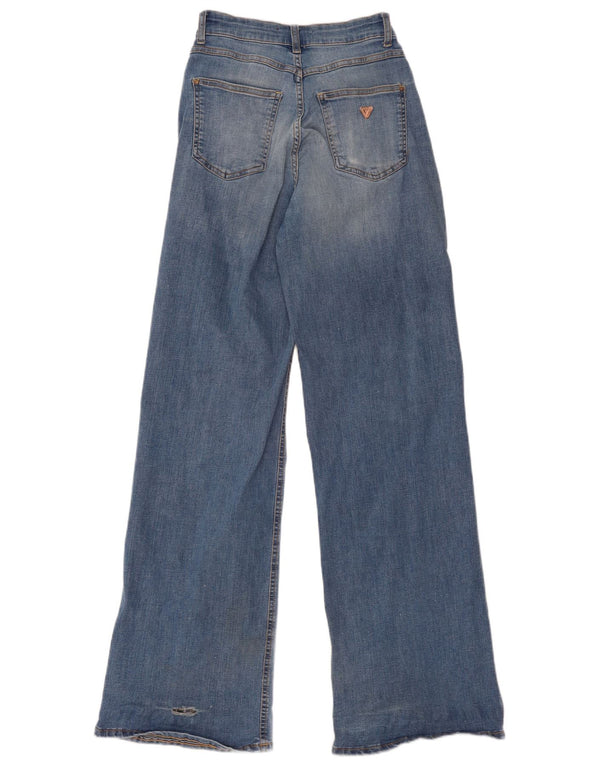 Blugi Guess pentru femei cu talie înaltă cu picioare largi W25 L34 bumbac albastru