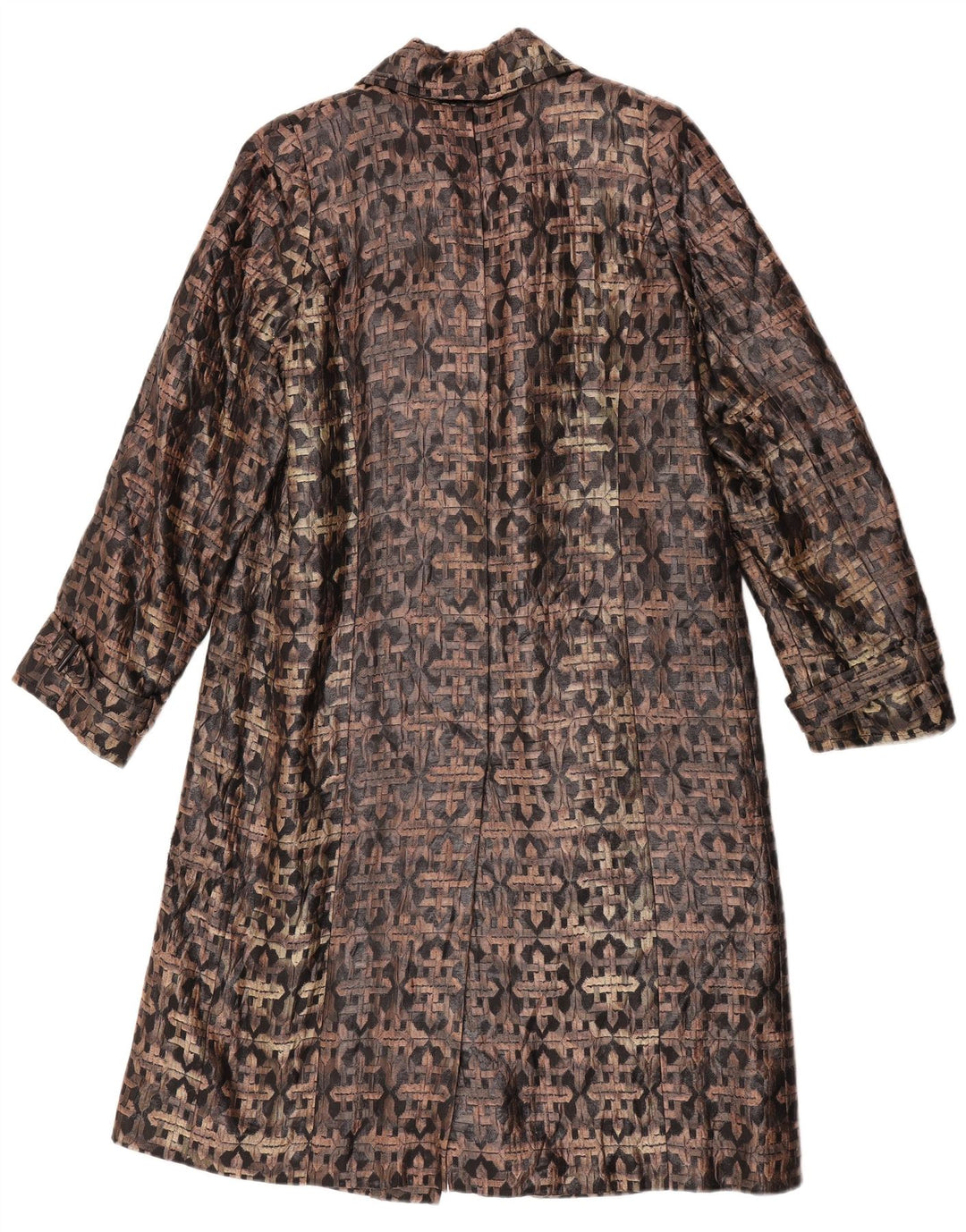 Palton de damă vintage cu piept dublu UK 14 maro mediu geometric