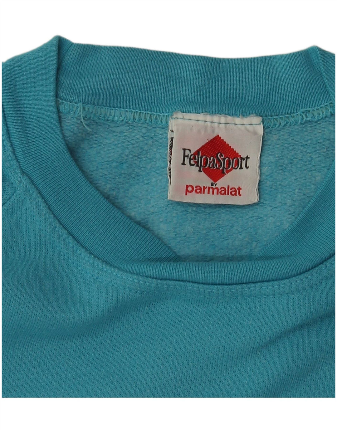 Pulover cu grafic pentru femei vintage UK 14 Bumbac albastru mediu
