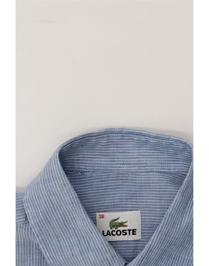 LACOSTE Mens Short Sleeve Shirt Size 38 Medium Blue Pinstripe Vintage Lacoste and Second-Hand Lacoste from Messina Hembry 
