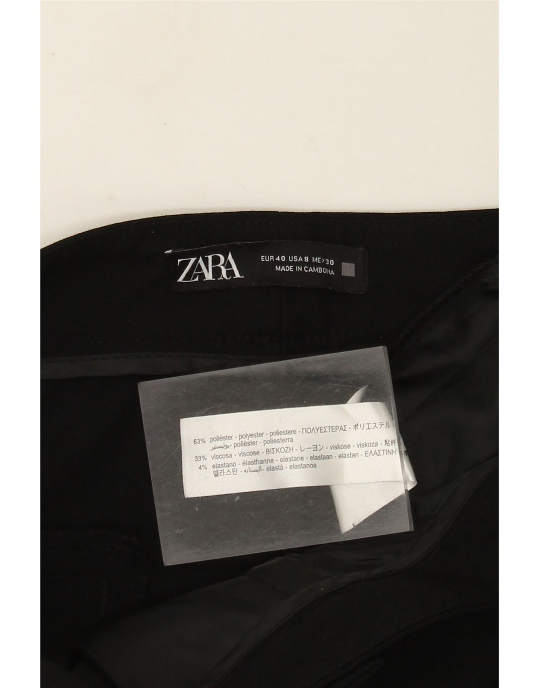Pantaloni tăiați slim pentru femei Zara US 8 Medium L30 L25 Poliester negru