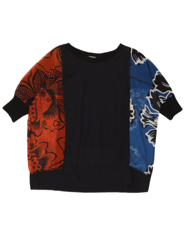 Tricou grafic supradimensionat pentru femei Desigual Top UK 10 Small Black Floral
