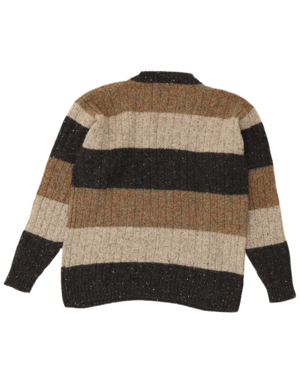 Pulover Trussardi pentru bărbați cu gât crew pulover din lână cu dungi medii multicolore
