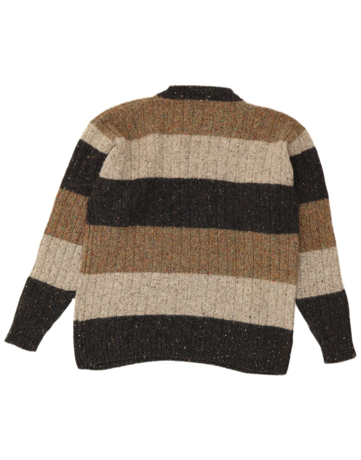 Pulover Trussardi pentru bărbați cu gât crew pulover din lână cu dungi medii multicolore