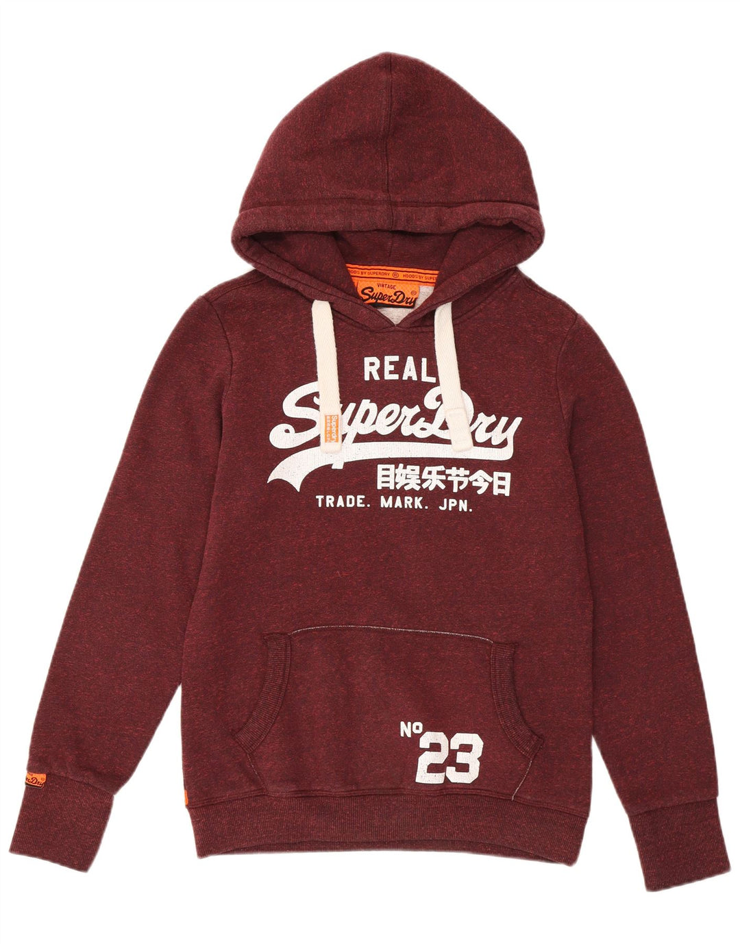 Pulover Superdry pentru damă cu grafică cu capota UK 14 Medium Burgundy Poliester