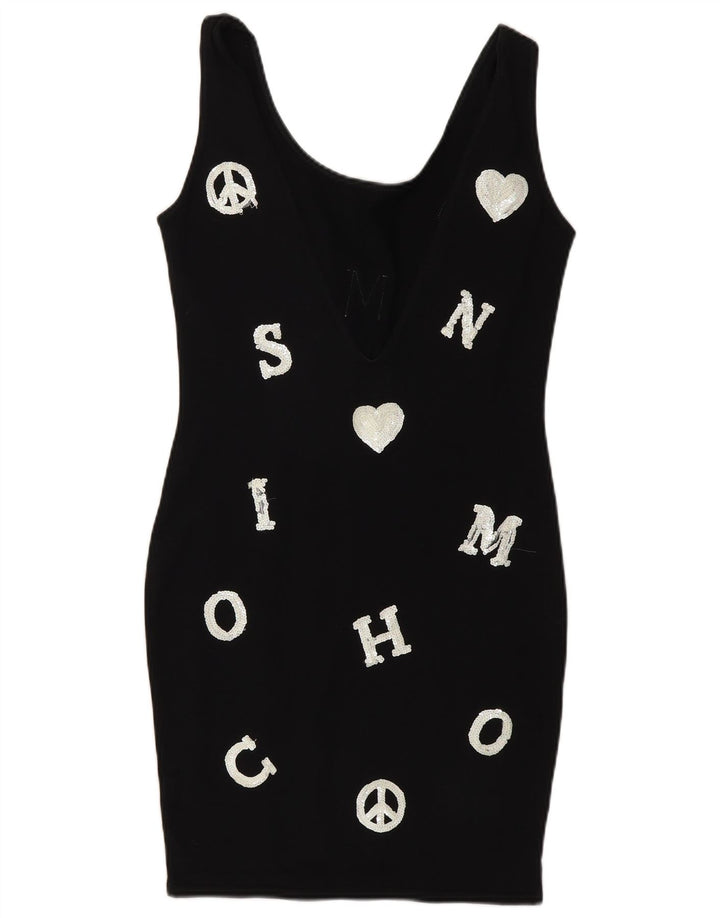 Rochie de damă Moschino, cu grafică, bodycon UK 14 Medium Black Designer