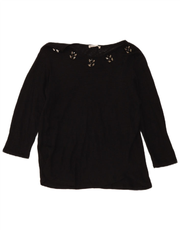 Top femeie Zara cu mânecă lungă UK 14 mare negru