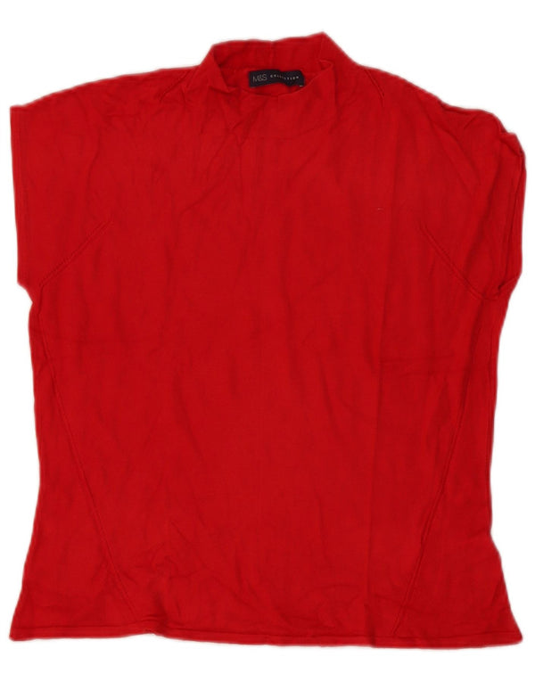 Marks & Spencer Womens Vest Tank Top UK 14 Large Red Viscose
