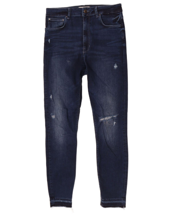 Blugi skinny distressed pentru femei Zara EU 40 Medium W30 L26 Bumbac bleumarin