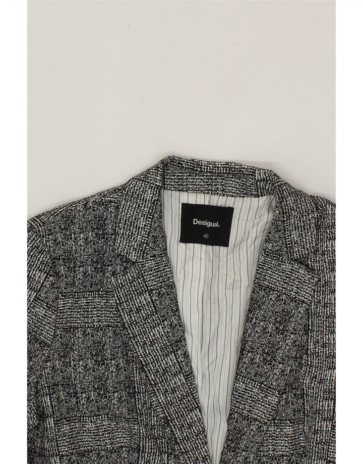 DESIGUAL Womens 1 Button Blazer Jacket EU 40 Medium Grey Check Polyester Vintage Desigual and Second-Hand Desigual from Messina Hembry 