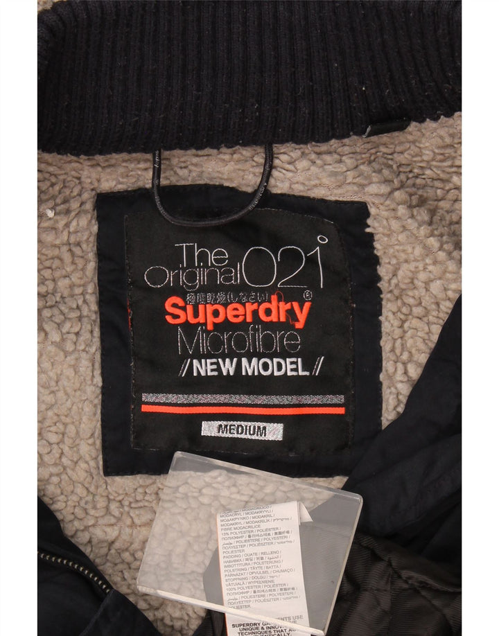 Jachetă parka Sherpa cu glugă Superdry pentru femei UK 14 Poliester mediu bleumarin