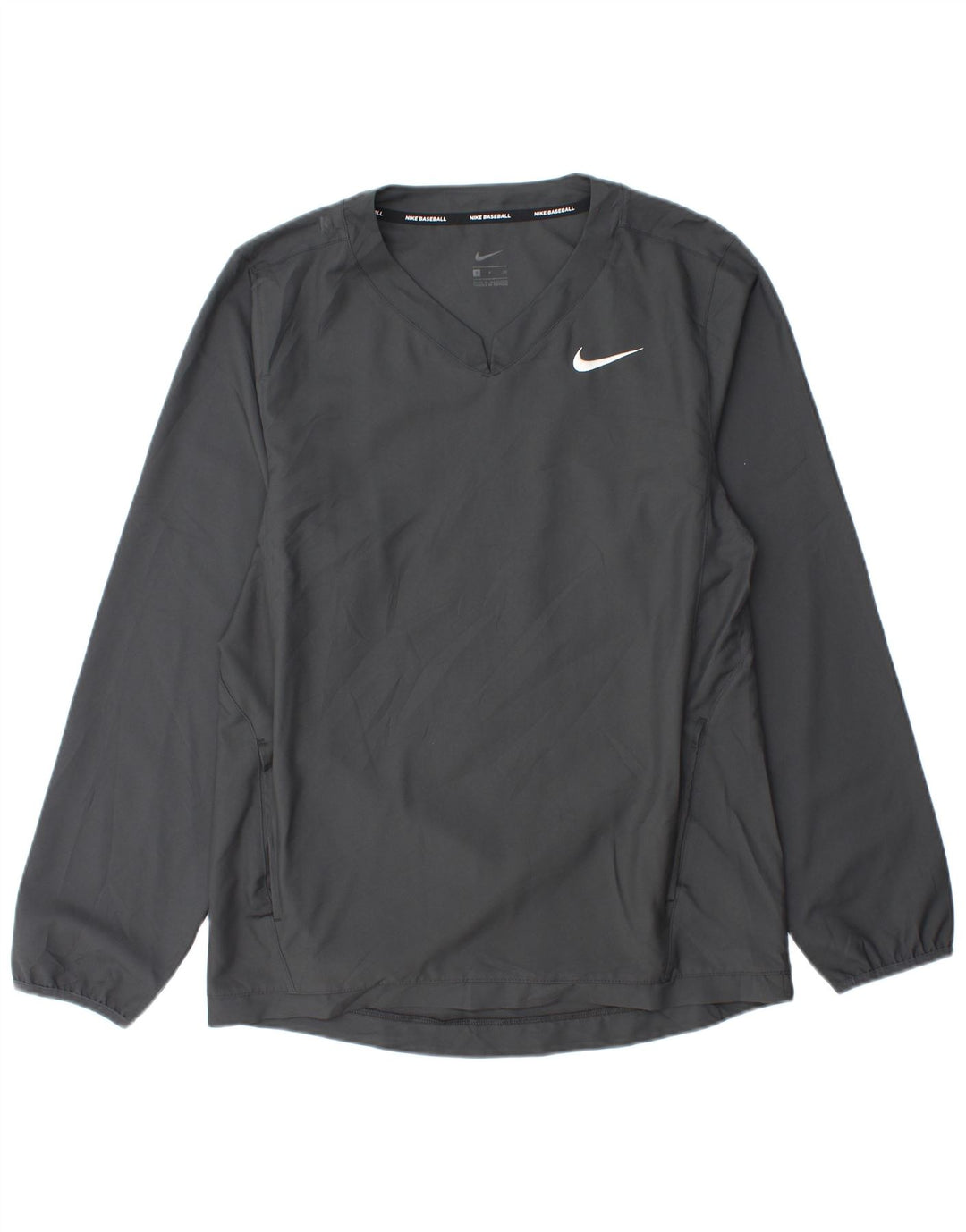 Top de baseball Nike pentru bărbați cu mânecă lungă, gri, poliester