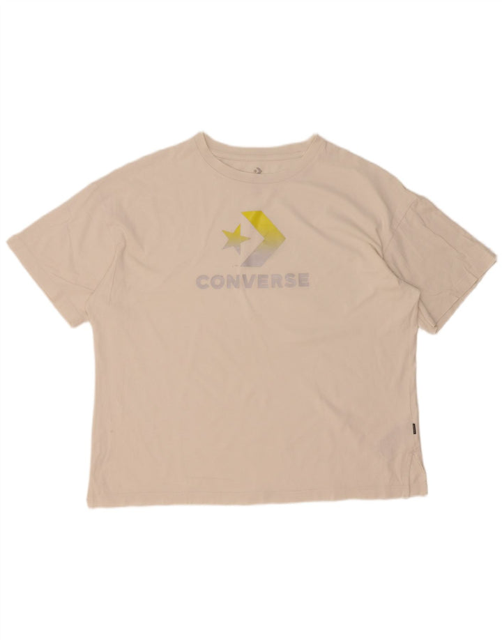 Tricou grafic supradimensionat Converse pentru bărbați Top mare din bumbac alb