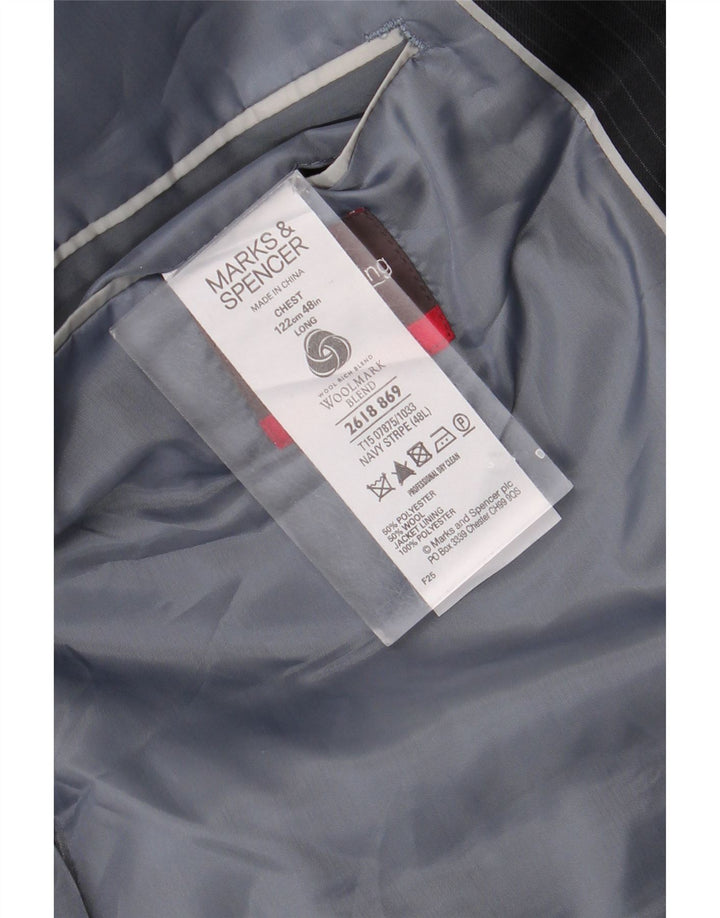 Jachetă pentru bărbați Marks & Spencer cu paragate UK 48 2XL bleumarin cu dungi